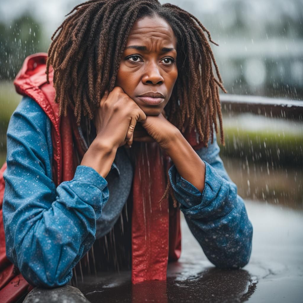 Sad Woman in Rain: A Portrait of Loneliness