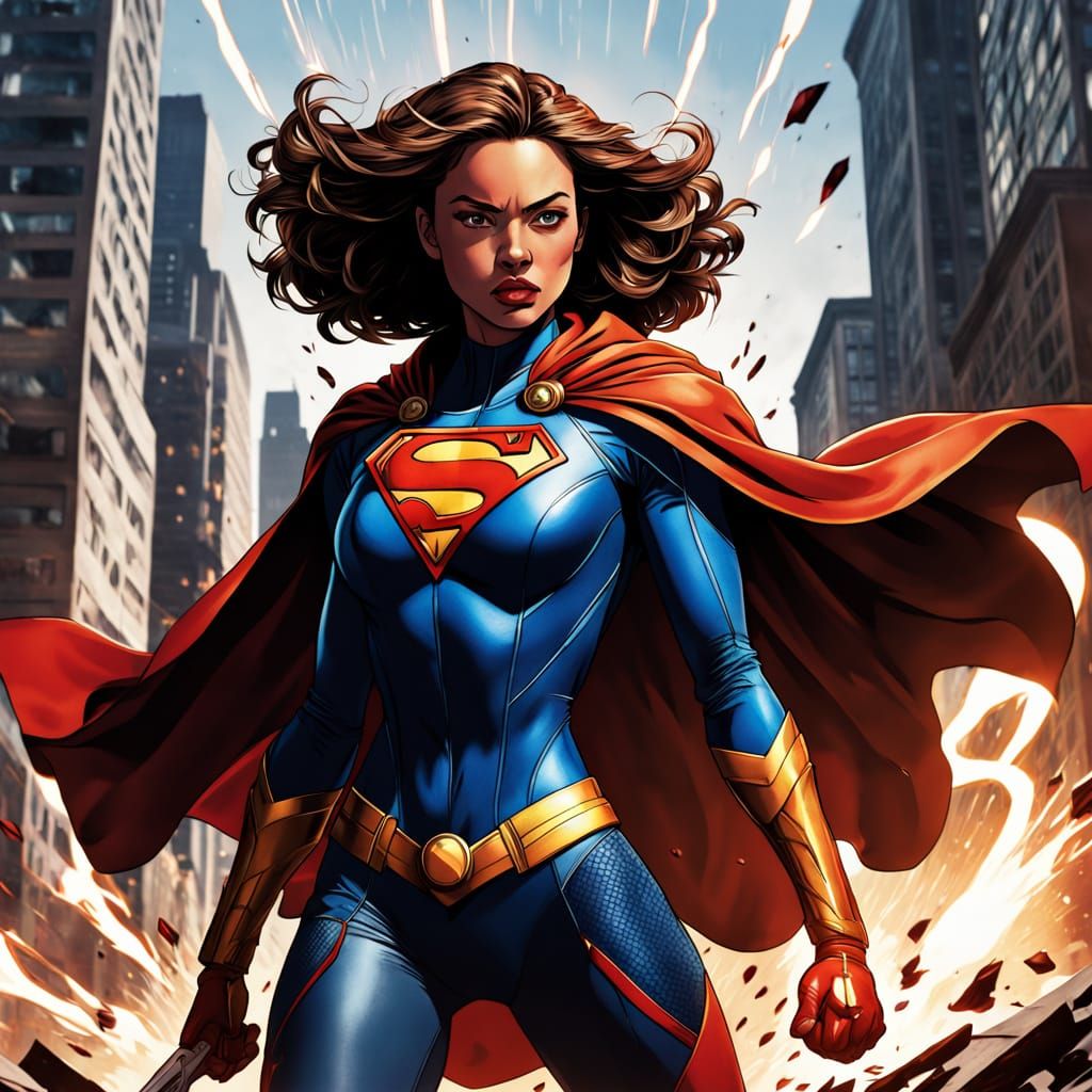 Heroine M Stands Defiantly In Vibrant Comic Art Style