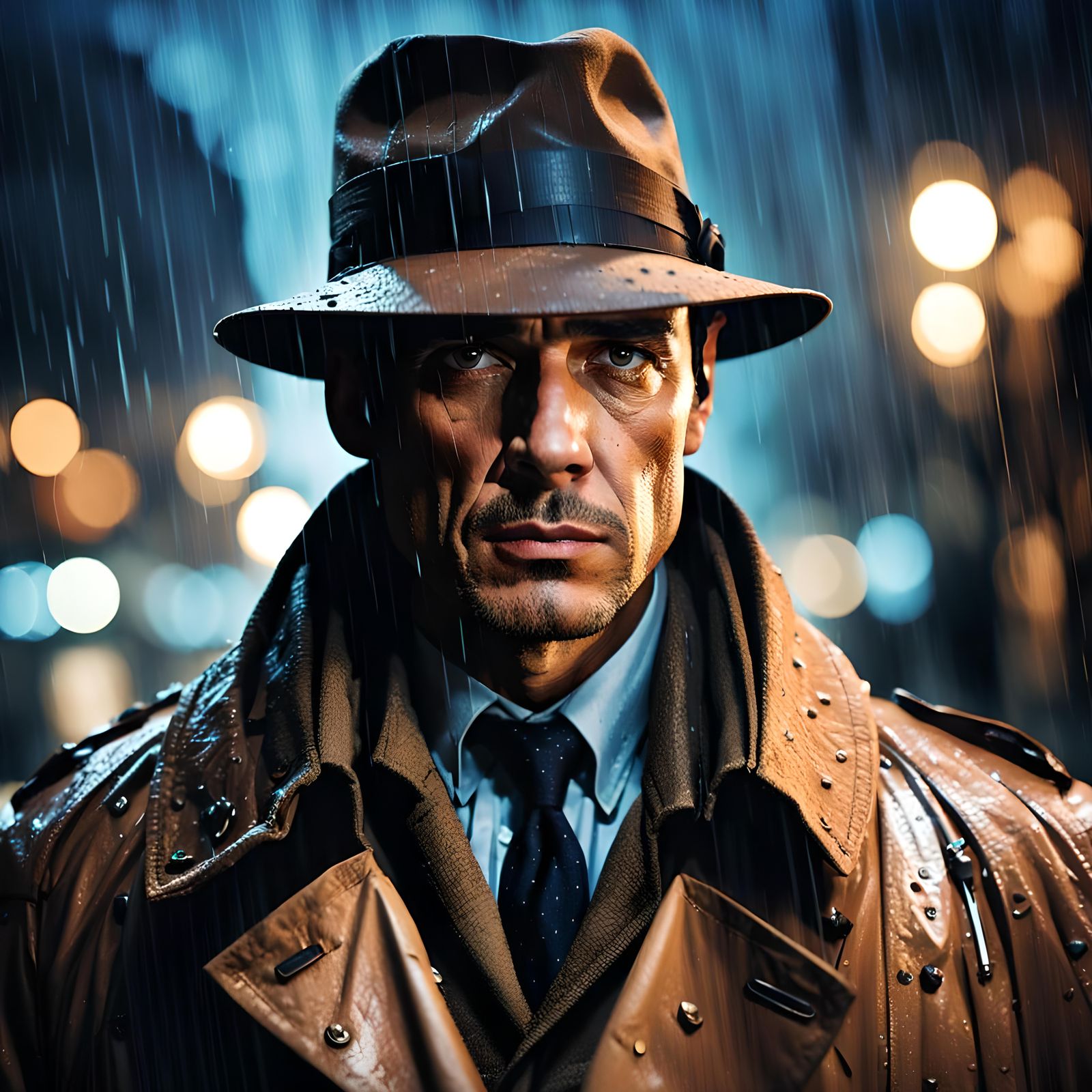 Private Eye in Rainy City: A Noir Portrait
