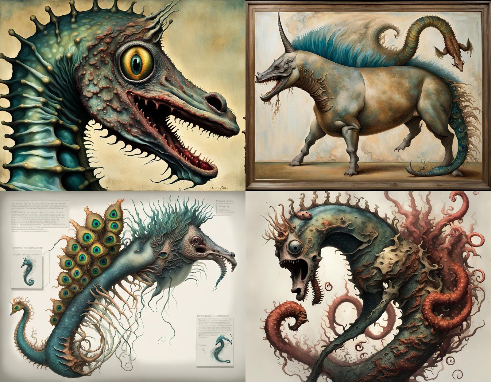 Monstrous Hybrid Creature Inspired by Surrealist Masters
