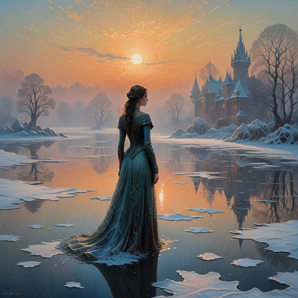 Frozen Beauty Reigns Over Icy Kingdom in Golden Hour