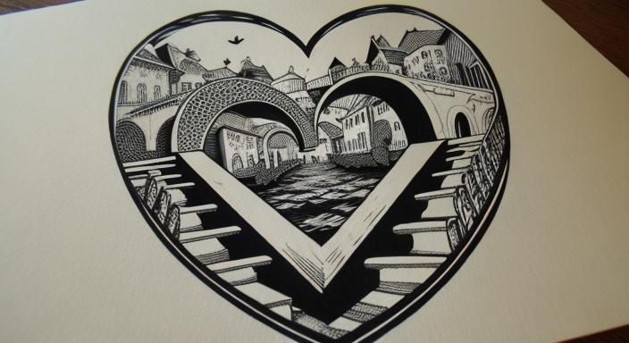 M C Escher woodcut valentines day 8