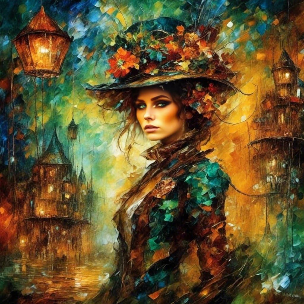 Steampunk Burningman Enchantress in Australian Tonalism