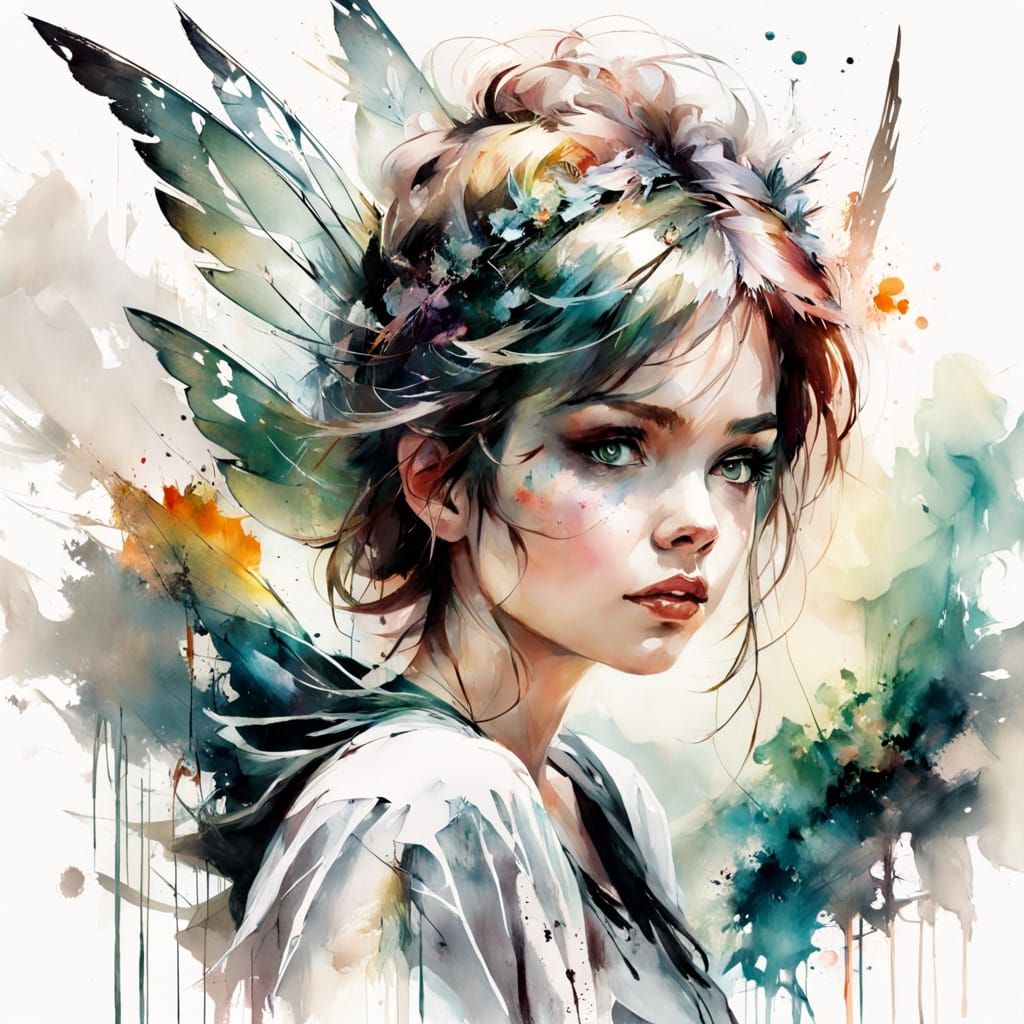 Tinker Bell Fairy in Punk Attire with Glowing Wings