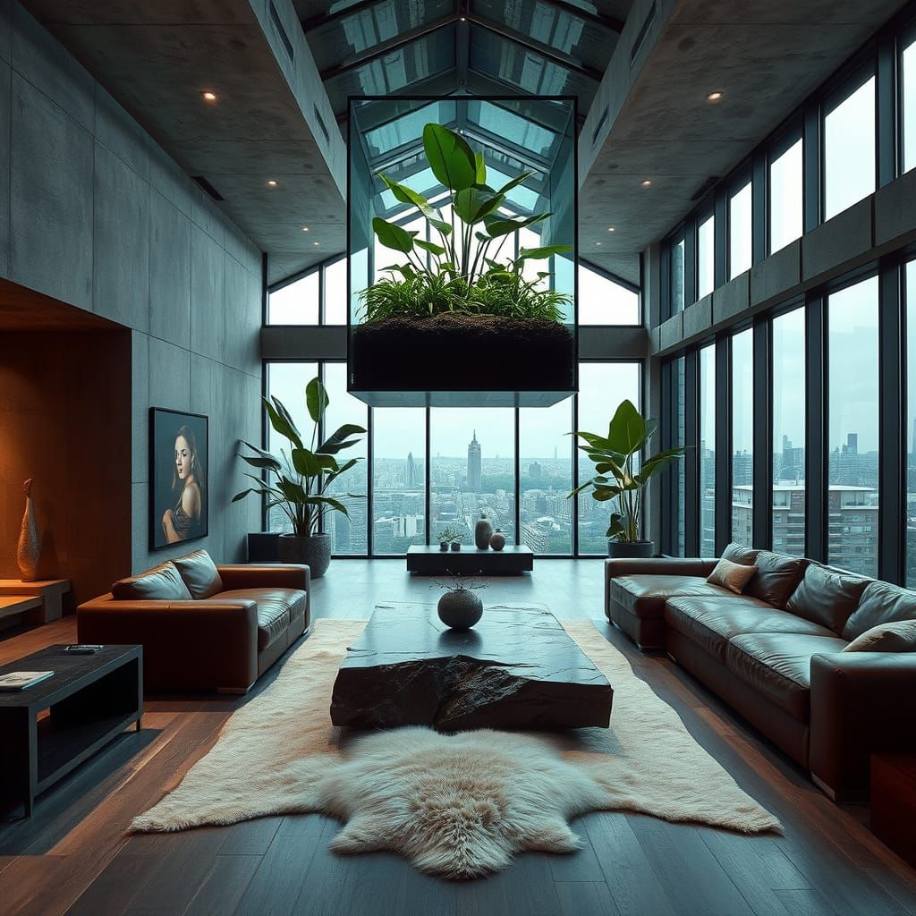 Brutalist Apartment with Glass Ceiling and London View