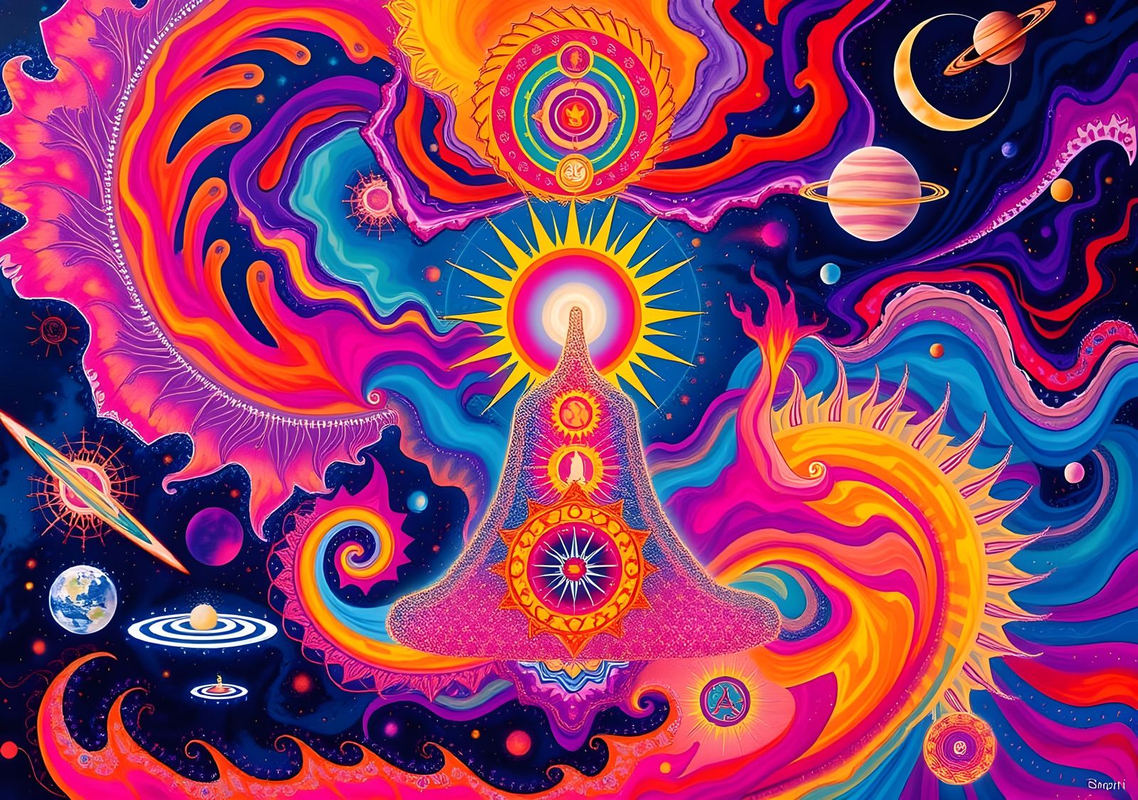 Psychedelic Chakras: Dreamlike Abstract Stardust