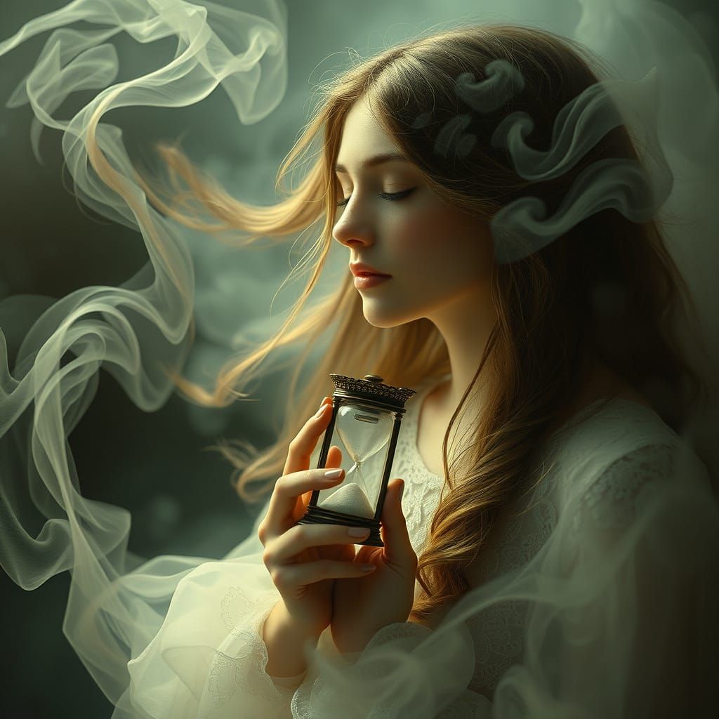 Mystical Woman Lost in Timeless Thought