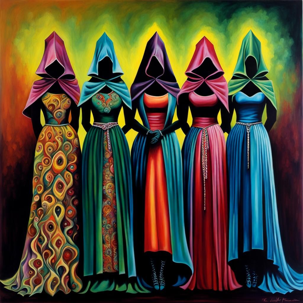 Four Bridesmaids in Psychedelic Academic Art