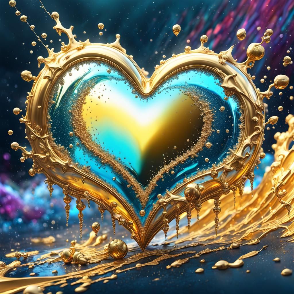 Liquid Artpunk Heart with Gold Accents