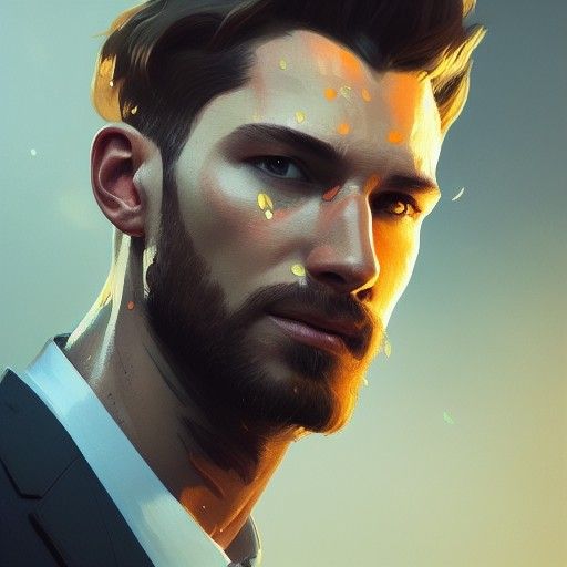 Detailed Portrait of Man in Suit, Artstation Style