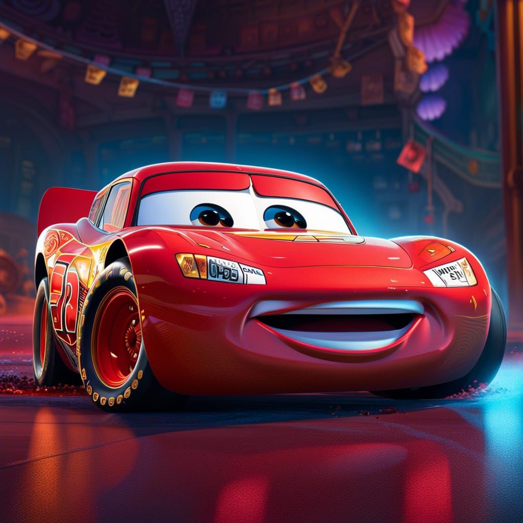 Hyperrealistic Lighting McQueen in Pixar Style
