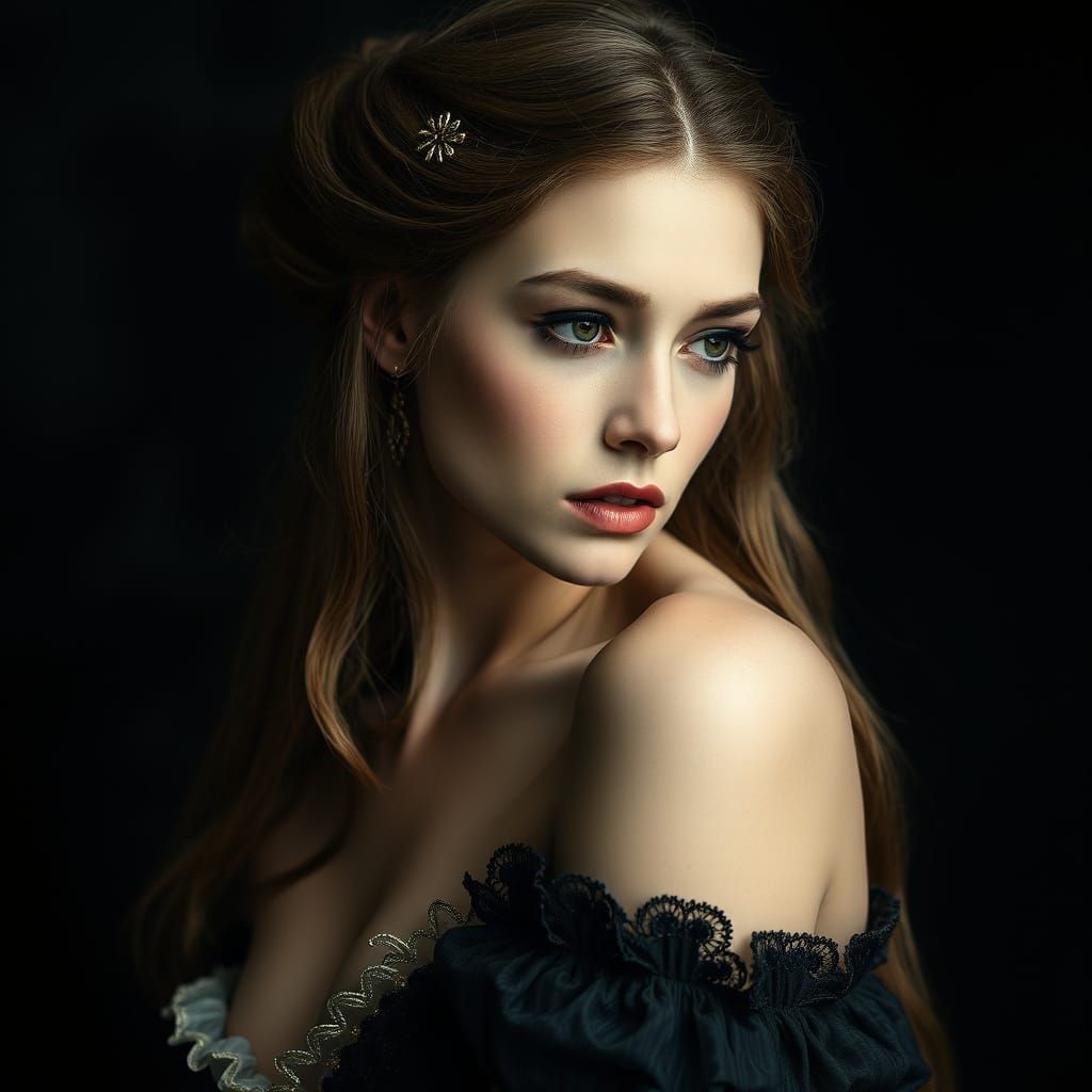 Victorian Gothic Woman Portrait in Klimt Style