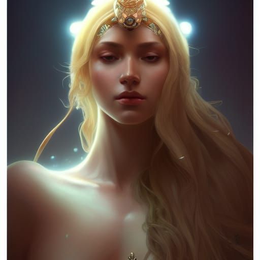 Earth Goddess Portrait in Art Nouveau Style