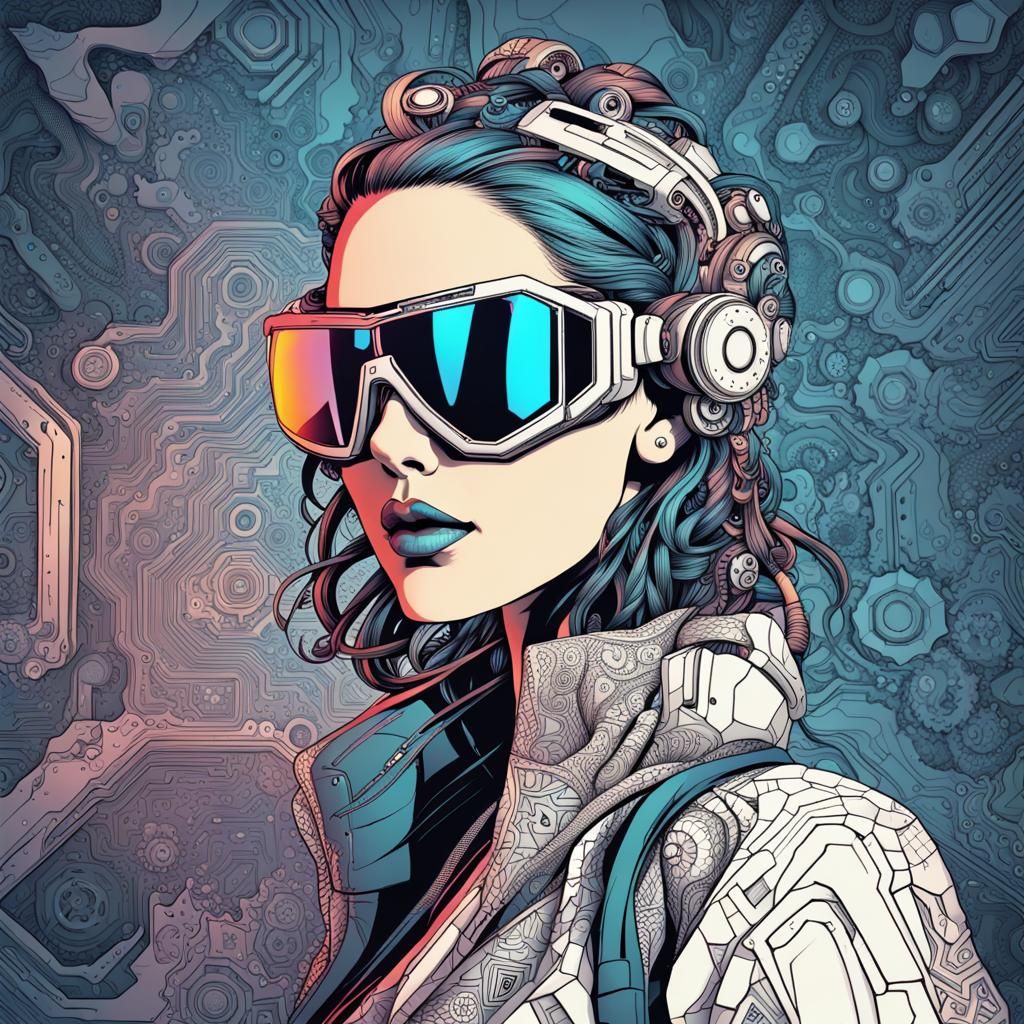 Cyberpunk Street Gang Girl with Tech Goggles