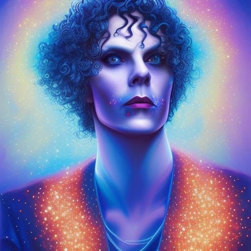 Ville Valo in Detailed Digital Glitter Painting