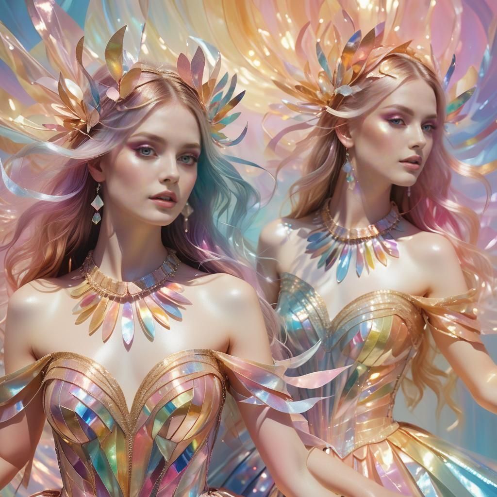 Iridescent Show Girls in Futuristic Costumes