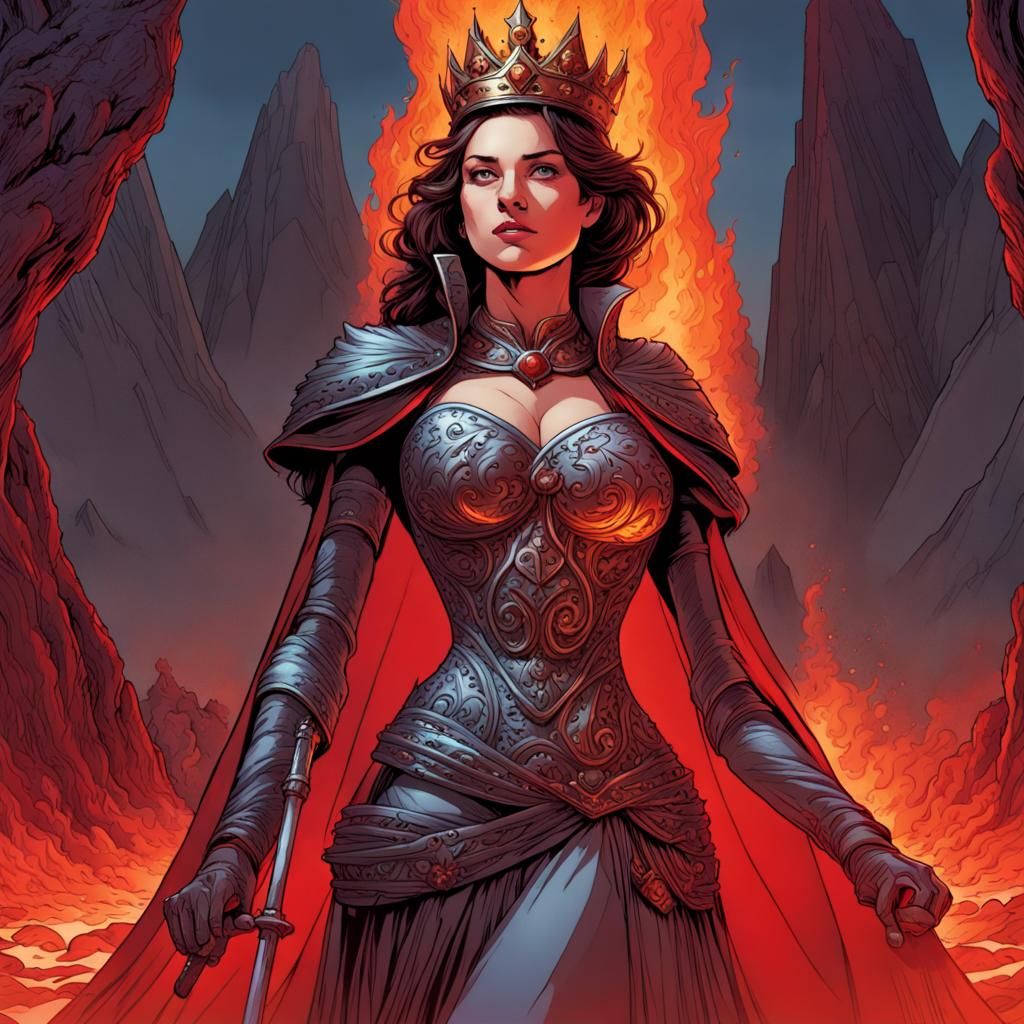 Lava Queen in Fiery Kingdom: Comic Book Art