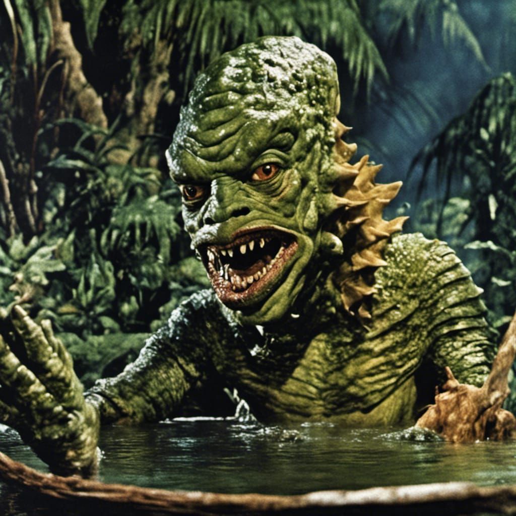 Creature from the Black Lagoon (1954) Technicolor movie still, 8k resolution high definition detail, Epic cinematic bril...