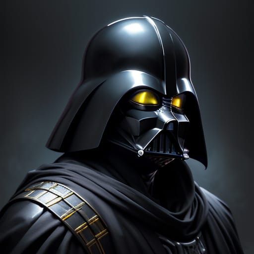 Dark Fantasy Figure in Chrome Helmet, Detailed Digital Art