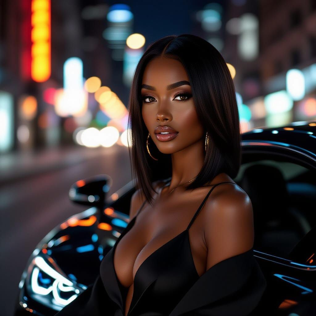 Black AI Influencer Poses Confidently With Luxury Car