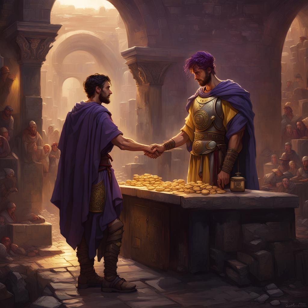 Roman Legionary Collecting Taxes: Dark Fantasy Art