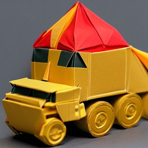 Origami Bulldozer: Intricate Paper Construction