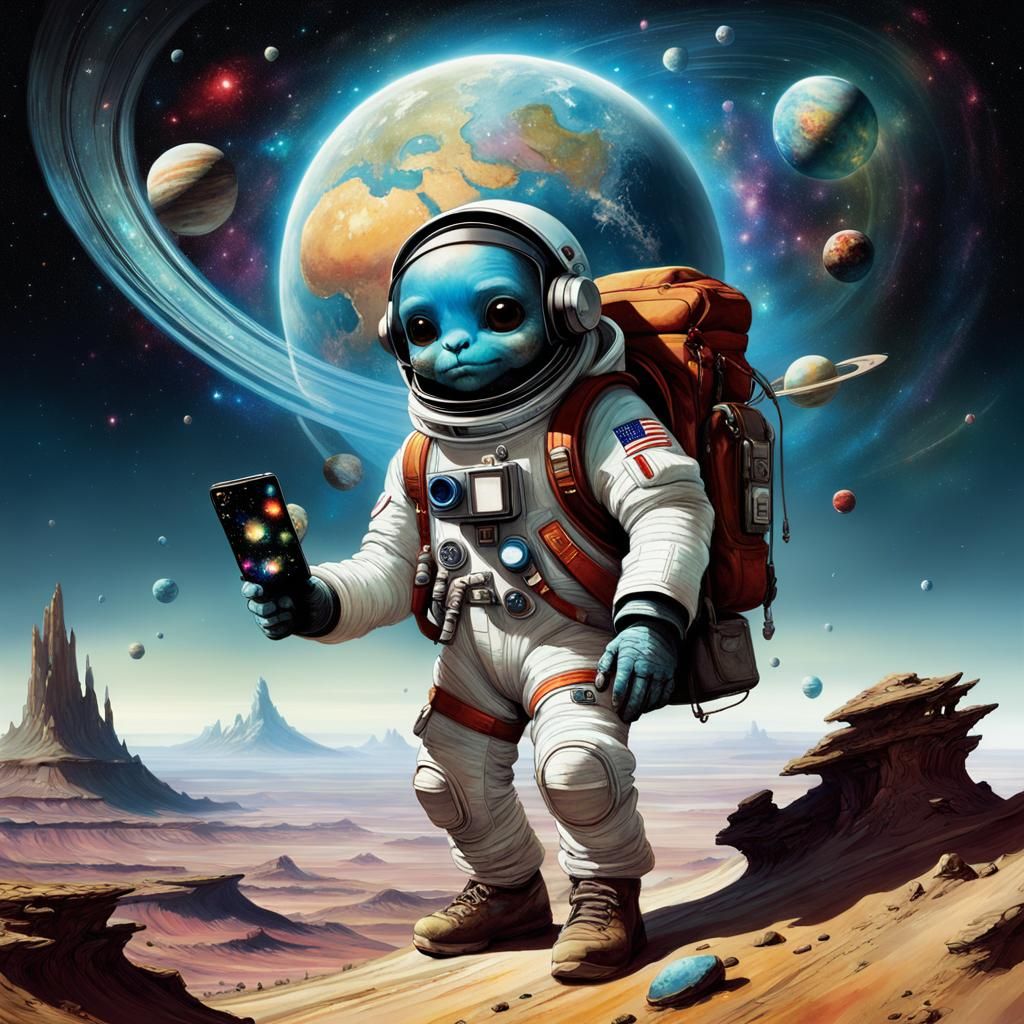 Galactic Hitchhiker Portrait in Digital Art Style