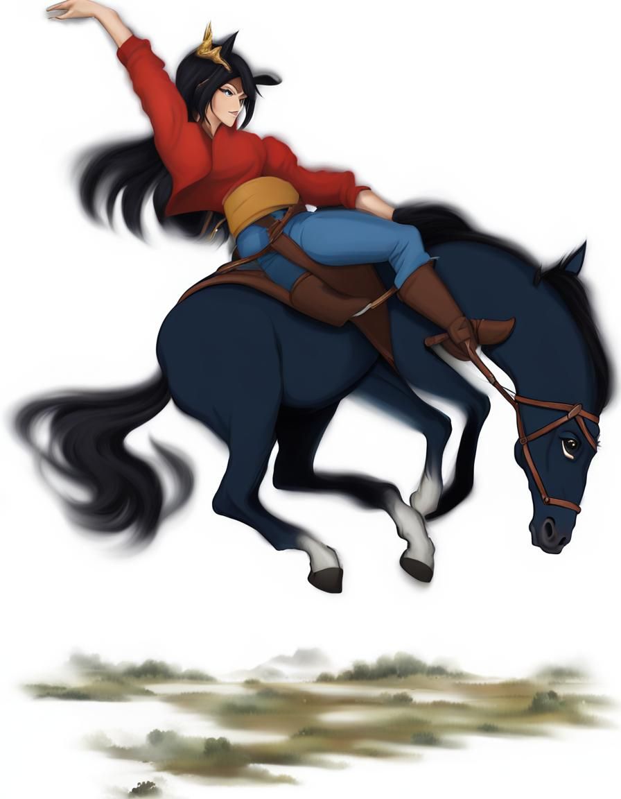 Anime Girl Riding Bucking Horse