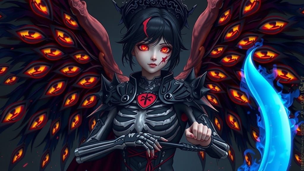 Gothic Angel of Death in Elegant Anime Style