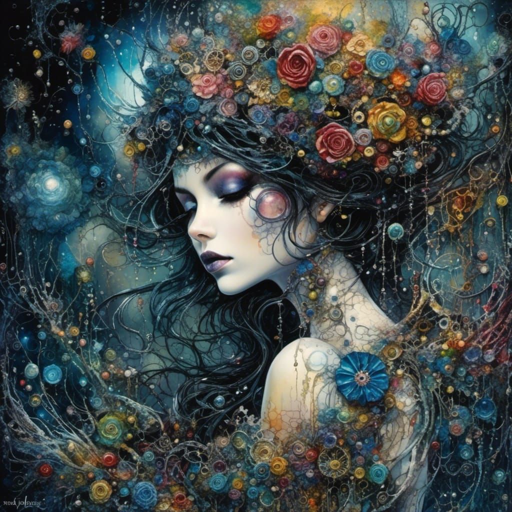 Rose with Gothic and Fantasy Ink Effects