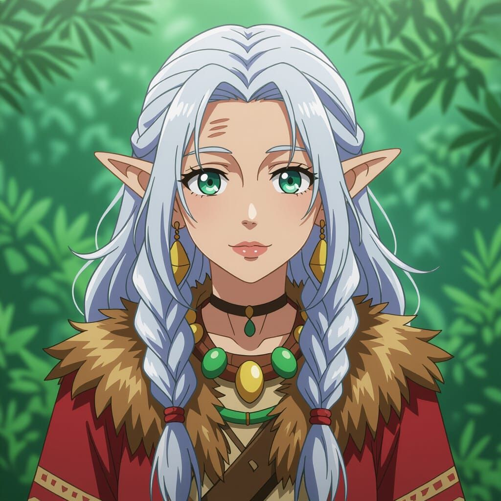 Anime Elder Woman in Cel-Shaded Style