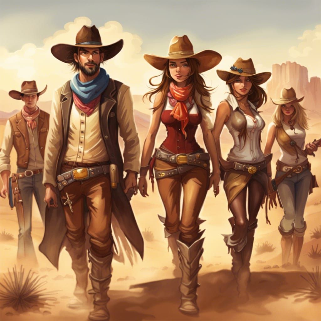 Cowboys and Cowgirls on a Desert Quest