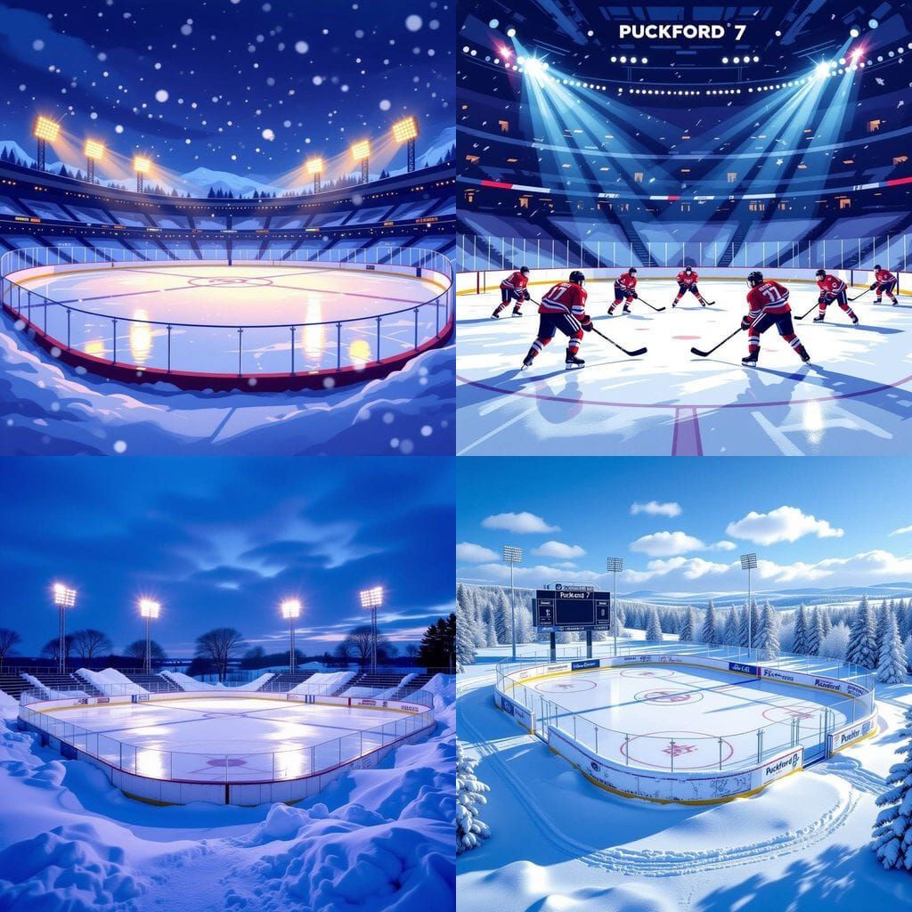 Ice Hockey Rink Covered in Snow