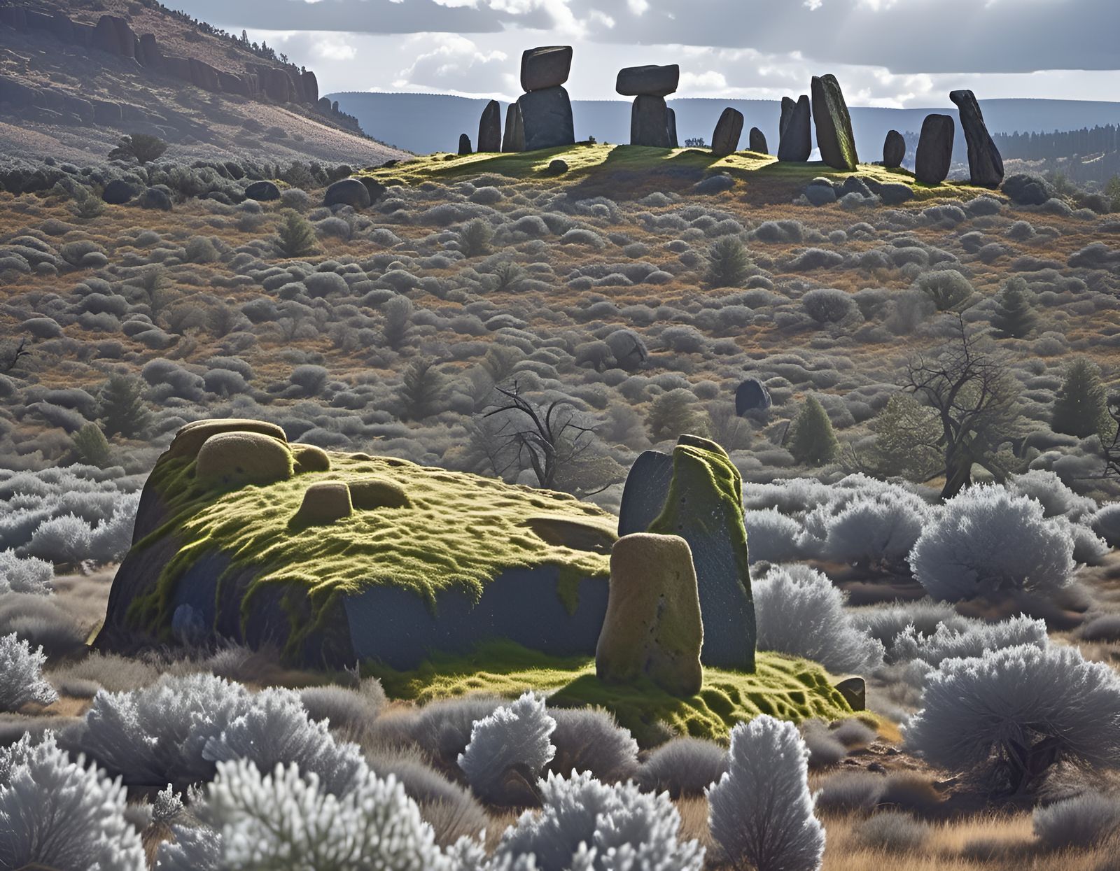 Mossy Dolmen in Oregon Juniper Grove