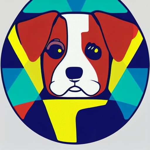 Cuddly Dog: Pop Art Screen Print in Bauhaus Style