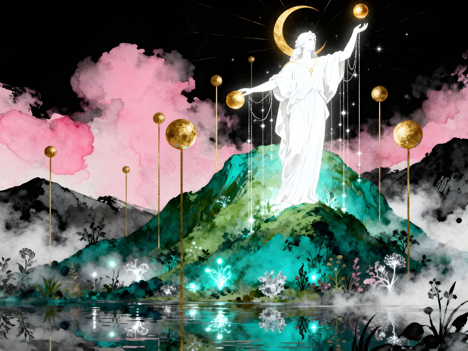 Divine Justice Inspiring a Bioluminescent Mountain Miracle