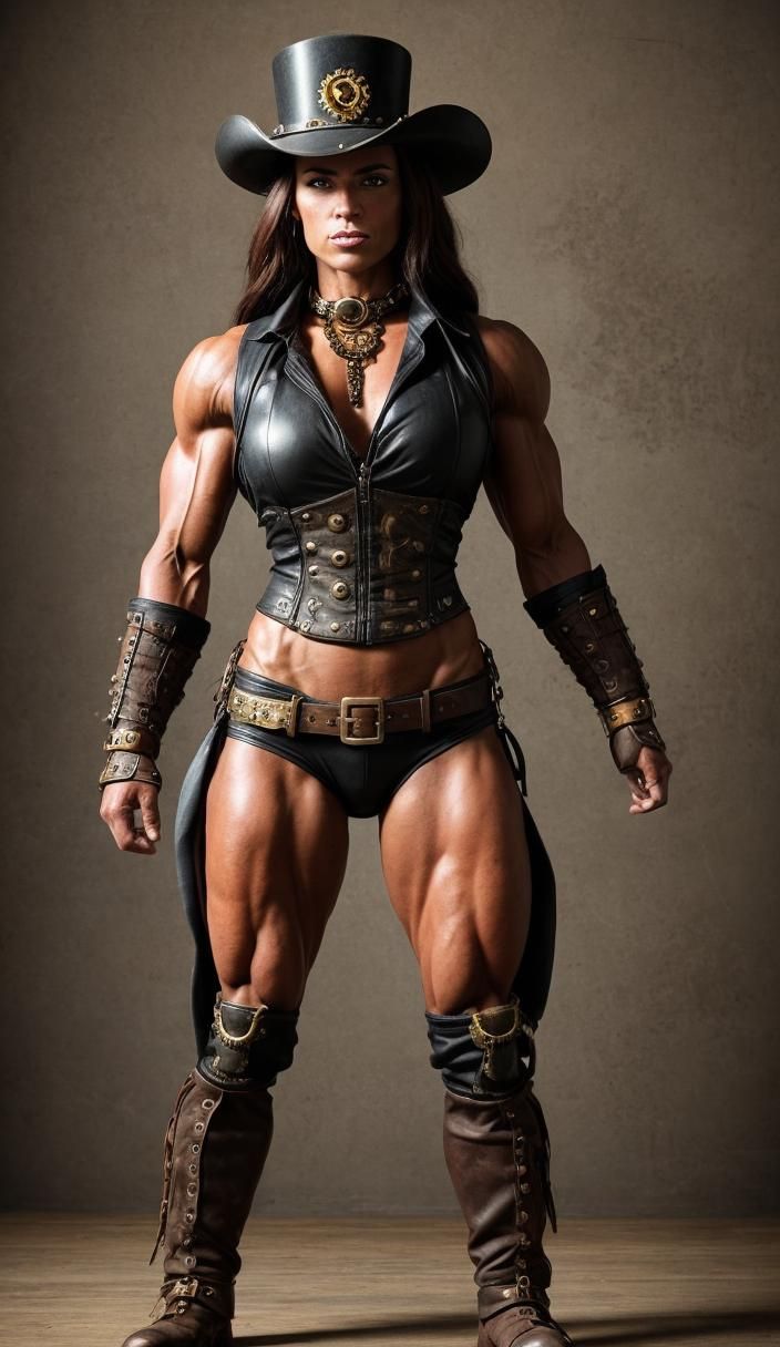 Steampunk Bodybuilder in the Wild West