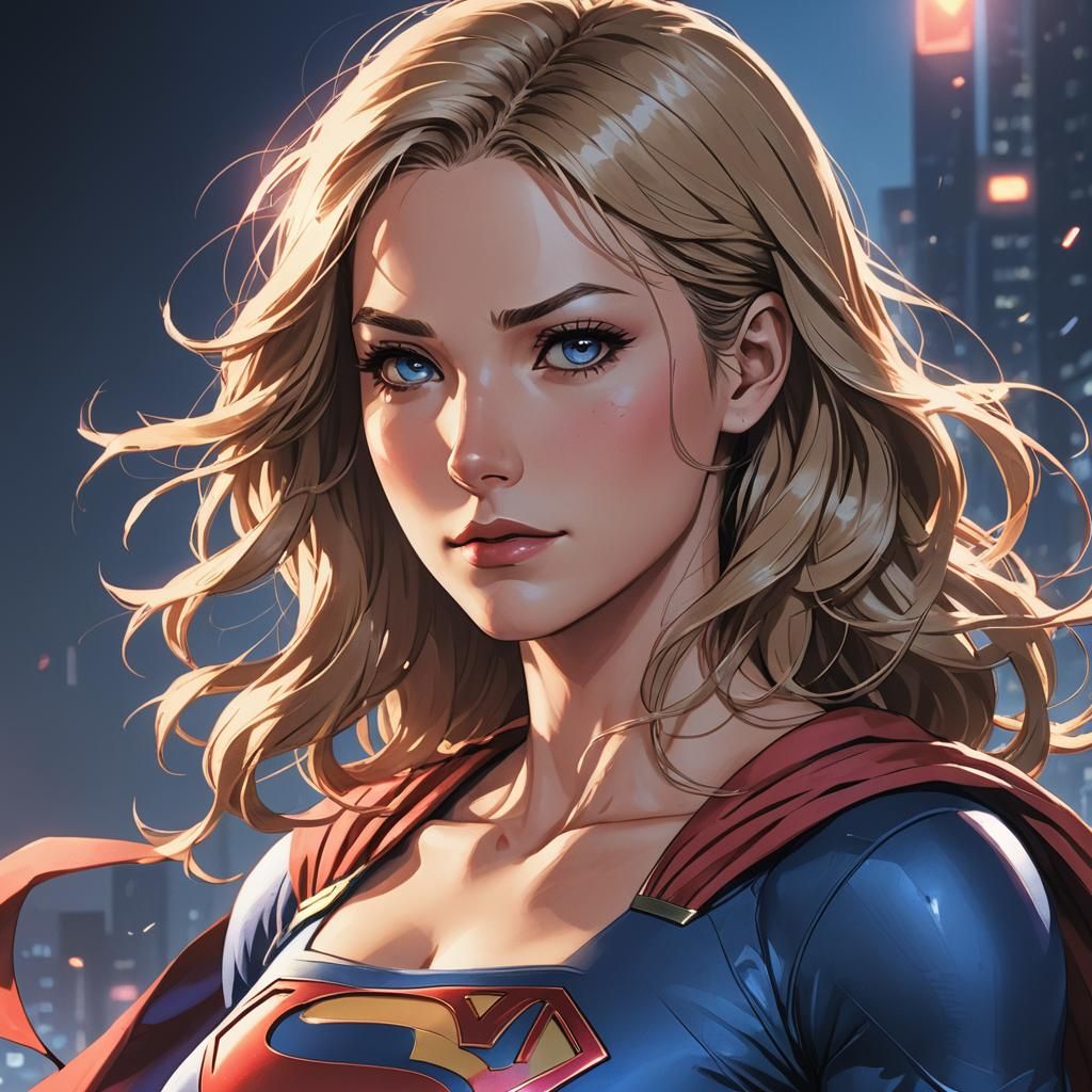 Anime Style Supergirl Art: Cel-Shaded Beauty