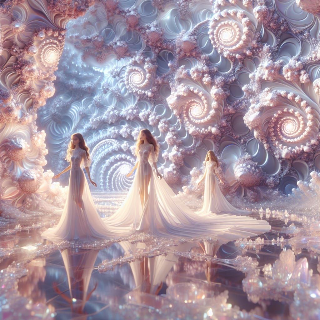 Ethereal Dance in Fractal Landscape: Digital Rendering