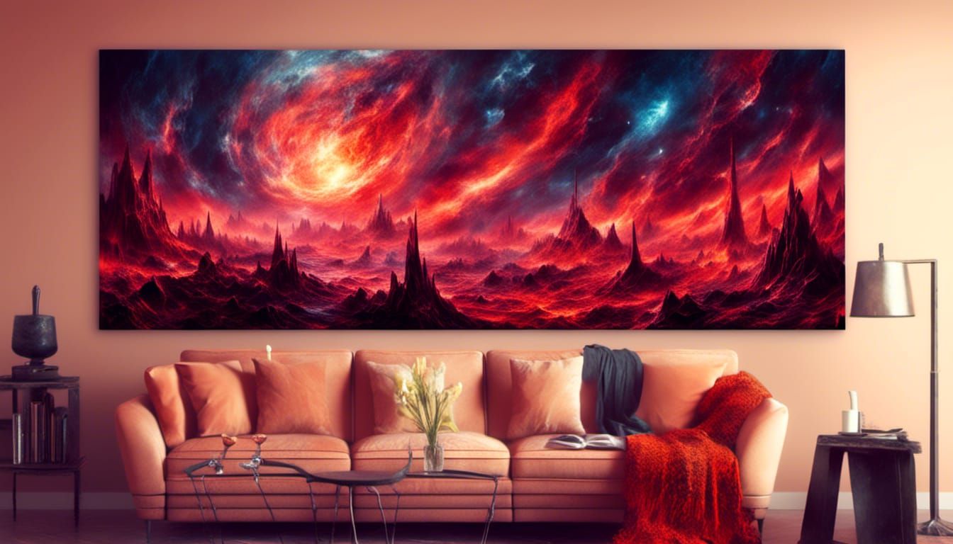 Fiery Cosmic Galactic Spacescape with Dark Macabre Themes
