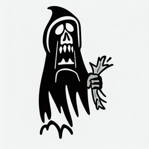 Melancholy Grim Reaper in 1930s Cartoon Style