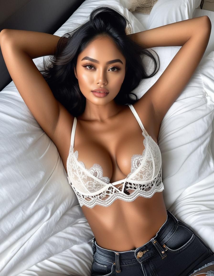 Beautiful Indonesian Woman Relaxing on Bed in UHD