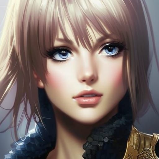 Anime Princess Portrait with Glassy Light Particles