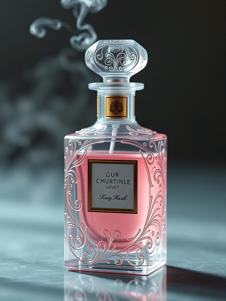 Luxurious Perfume Bottle with Delicate Pink Essence