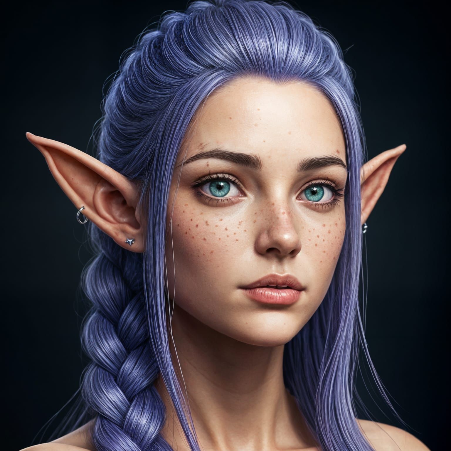 Ethereal Elf Woman Portrait in 3D Anime Style