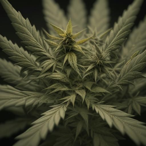 Hyperrealistic Cannabis Plant Close-Up in HDR
