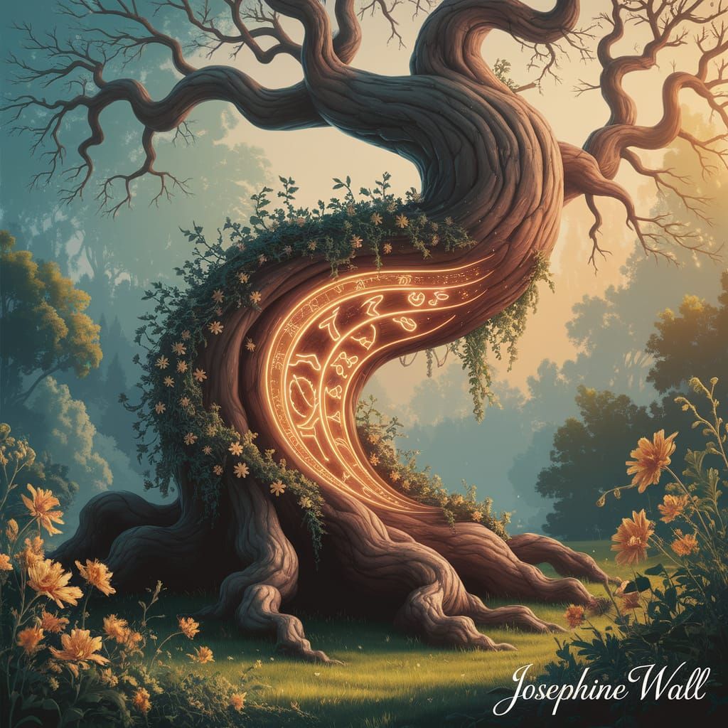 Glowing Tree in Vibrant Enchanted Forest