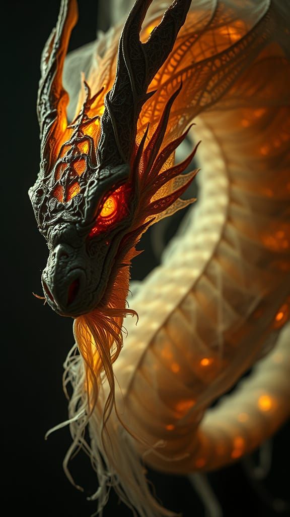Ethereal Dragon Weaves Tapestry of Agony and Serenity