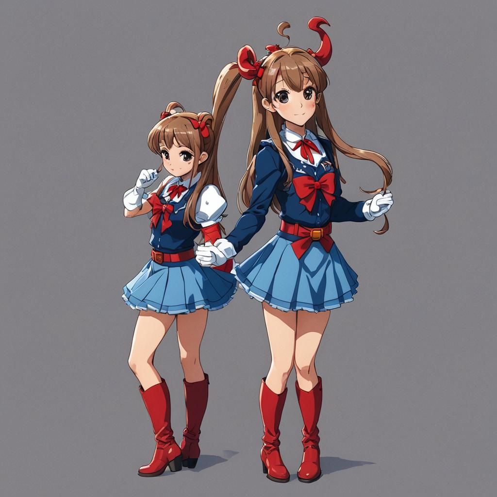 Anime Girl in Sailor Moon Pose with Intricate Details