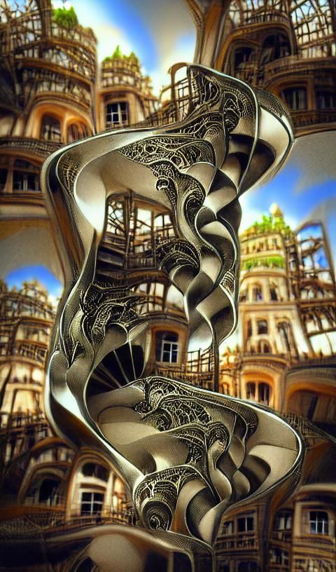 Endless Staircase Drawing in Art Deco Style